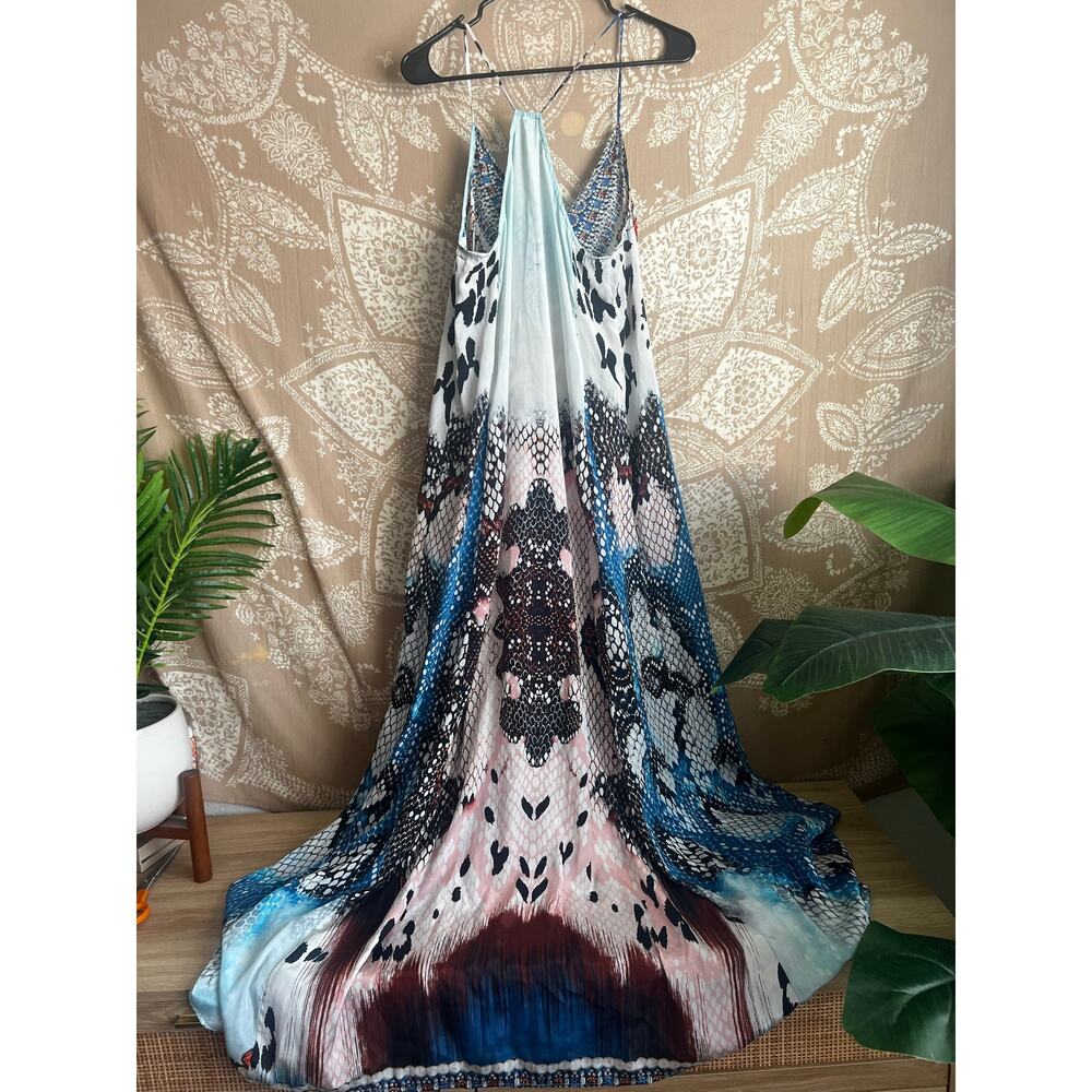 True Colours by La Moda Tank V-Neck Rhinestone Maxi Dress in Exotic Design - Picture 8 of 9